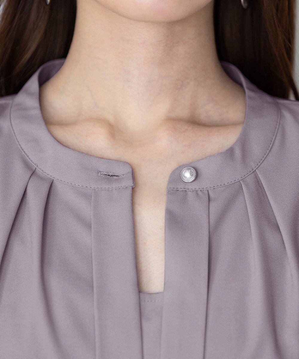 Tiaclasse L 【新色追加・洗える】バンドカラー2WAYタックブラウス 