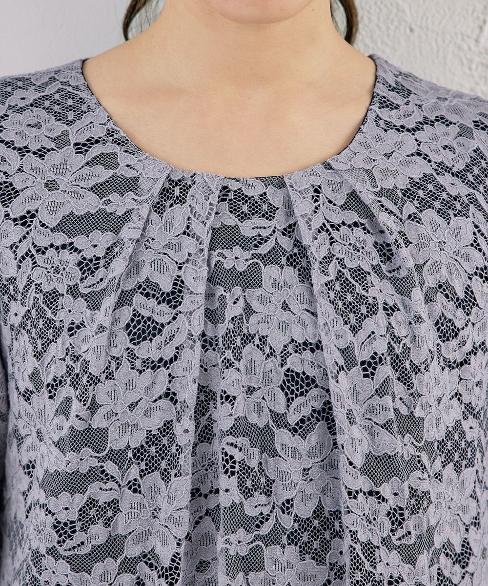 Tiaclasse 【洗える】スカラップレースチュニックブラウス 