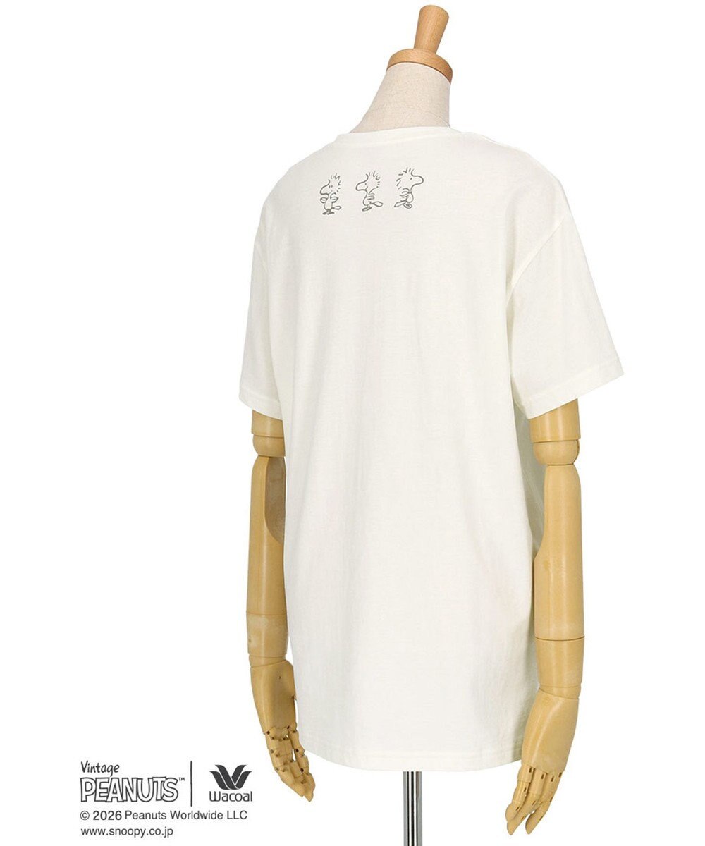 WACOAL PEANUTS トップス 4分袖 Tシャツ 綿100%(本体) スヌーピー レディース FTT168 /ワコール 