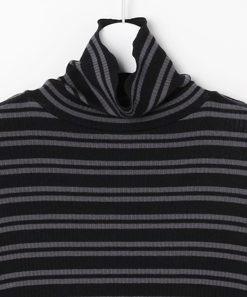 J.PRESS LADIES カシミヤシルク シアーリブ ボーダー タートル カットソー 