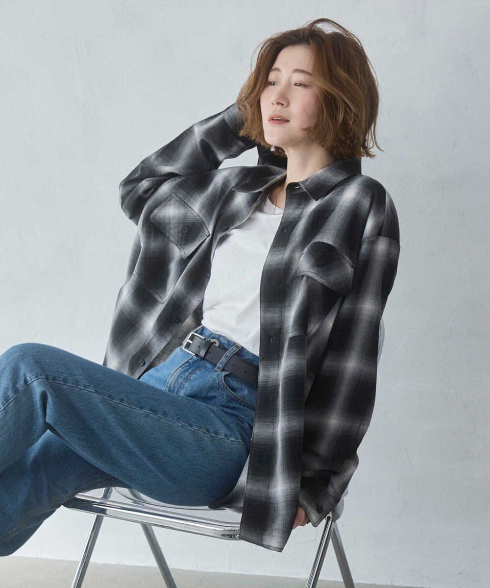 WEGO 【ユニセックス着用ITEM/SMLサイズ展開】オンブレチェックシャツ（LS） 