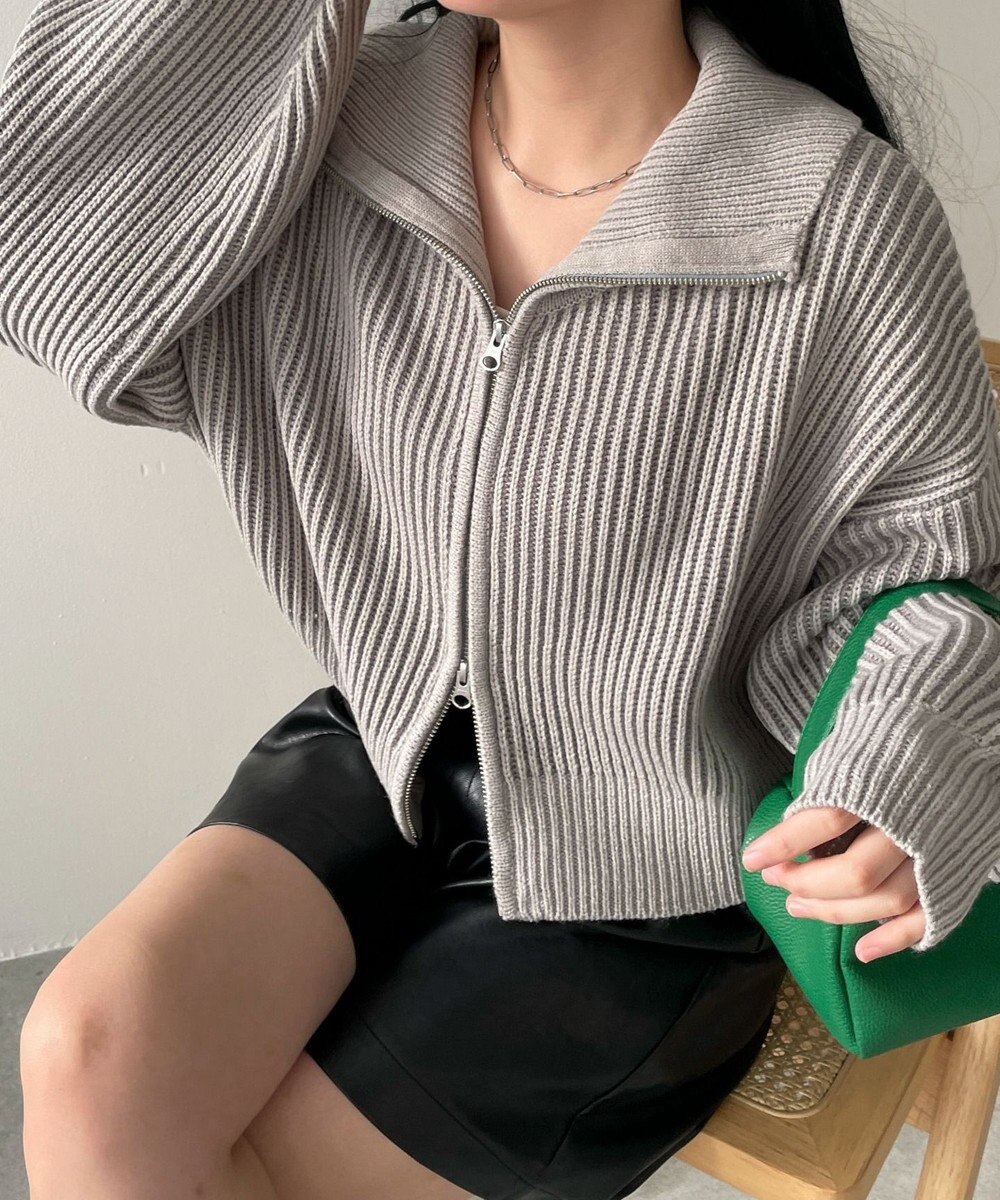 WEGO ダブルジップショートニットブルゾン 