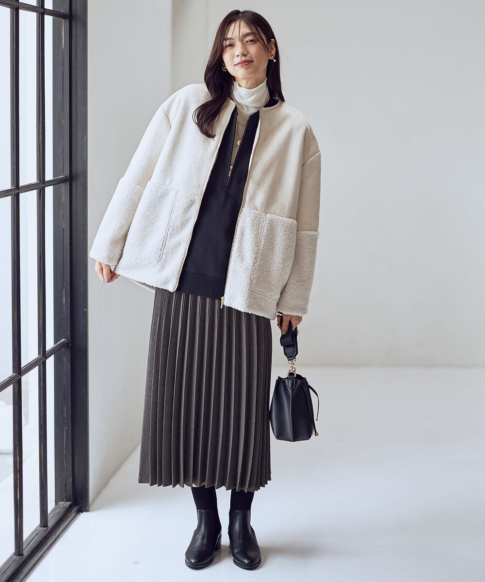 ANY L ウール混リブタートルネックカットソー 