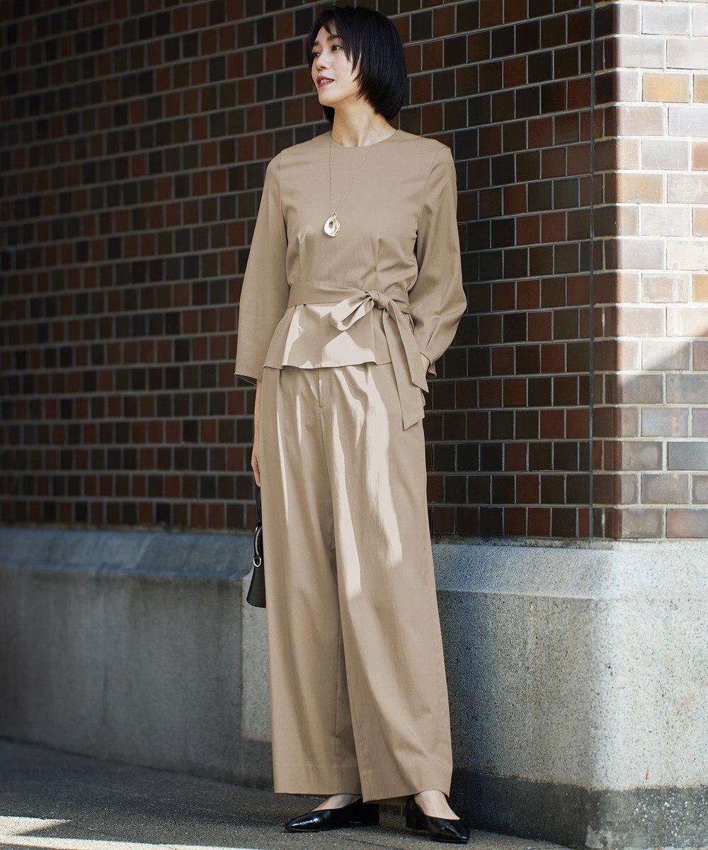 自由区 【セットアップ対応・洗える】ドレープツイルプルオーバー ブラウス 