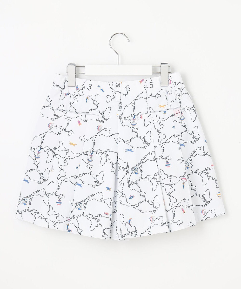 23区GOLF 【WOMEN】ワールドマップ柄 ボックスプリーツ入り キュロットスカート 