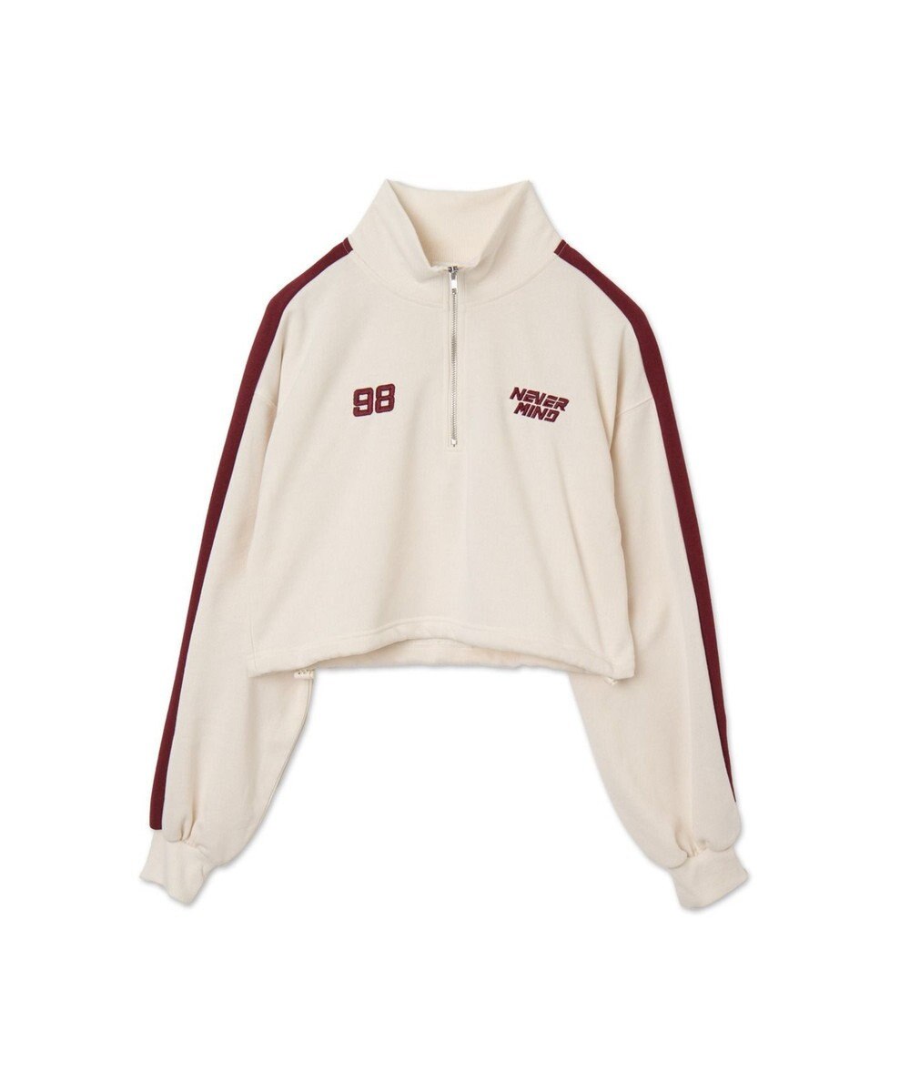 WEGO 刺繍ハーフジップショートスウェット 