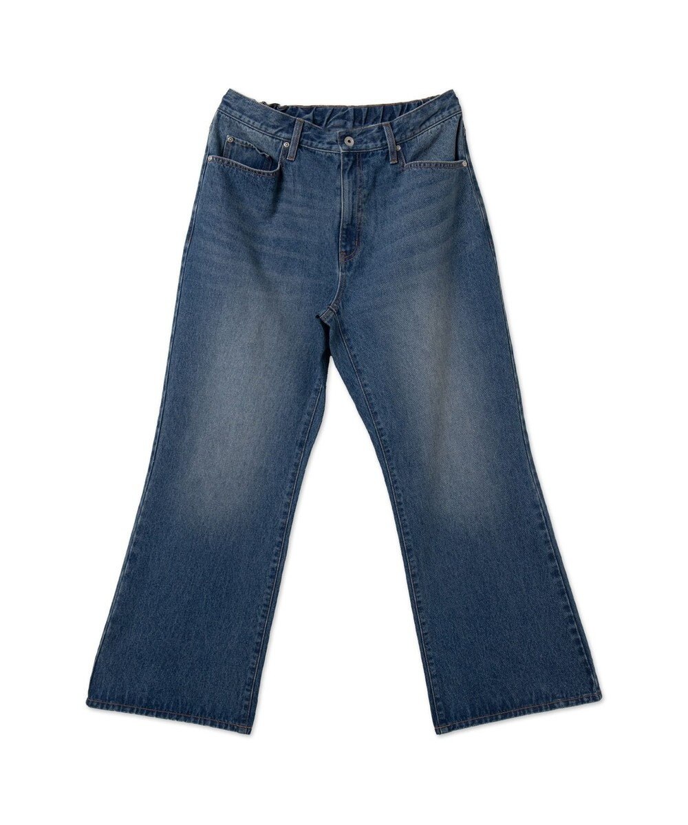 WEGO 【ユニセックス着用ITEM/SMLサイズ展開】デニムルーズフレアパンツ 