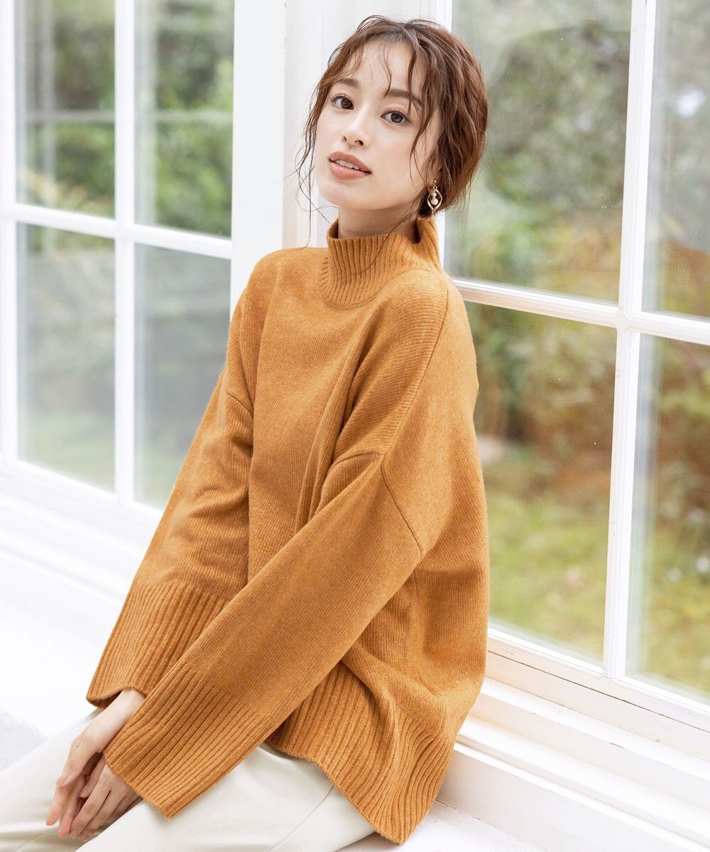 Tiaclasse L 【洗える】モックネックポインテルニットトップス 