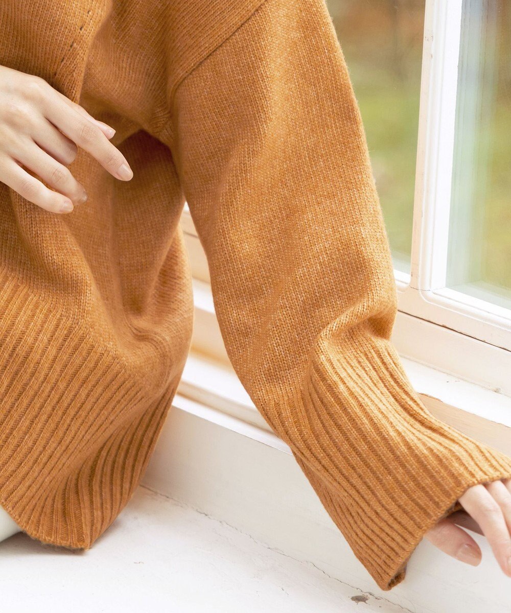 Tiaclasse L 【洗える】モックネックポインテルニットトップス 