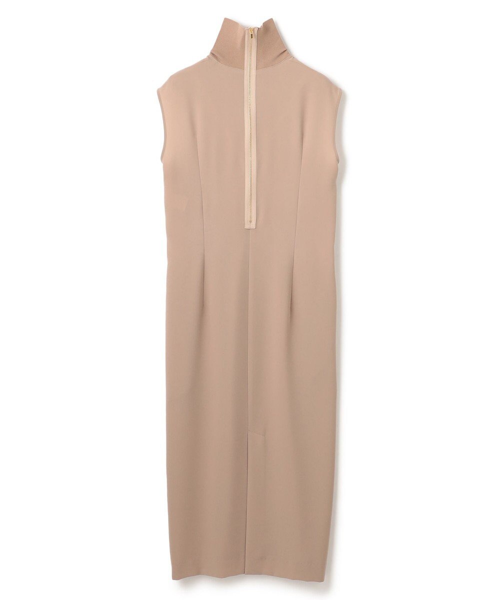 BEIGE， 【洗える】FLEUR / ニットコンビハイネックノースリーブドレス 