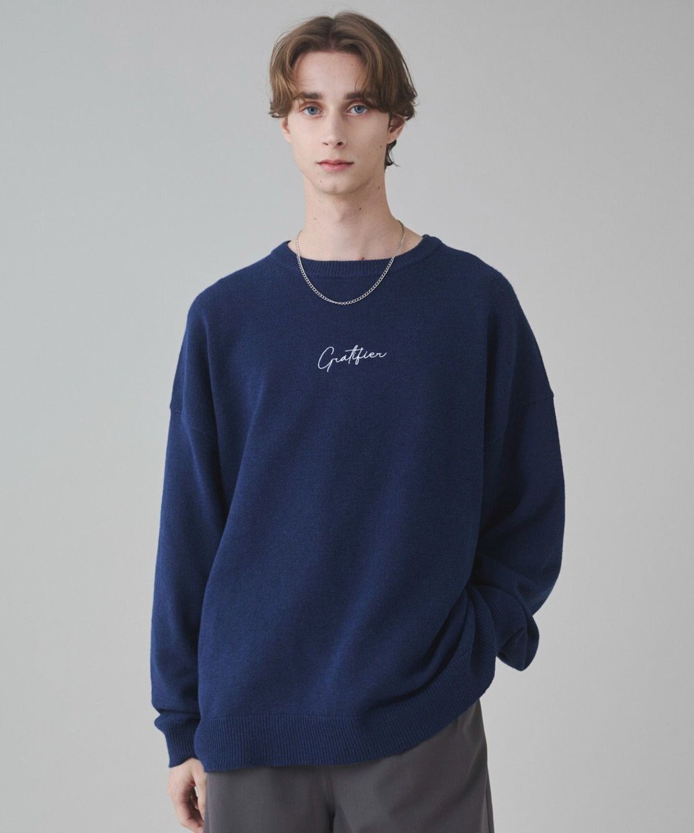 WEGO 【ユニセックス着用ITEM/SMLサイズ展開】アクセ付きワンポイントニットプルオーバー 