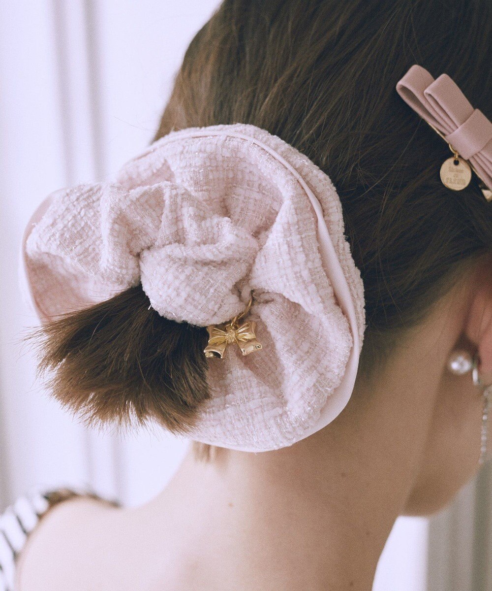 Maison de FLEUR ツイードリボンシュシュ 