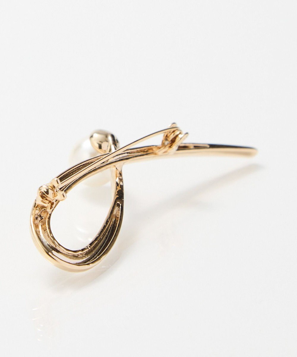 Phoebe 2wayスタイリッシュクロスカーブパールブローチネックレス　ゴールド 