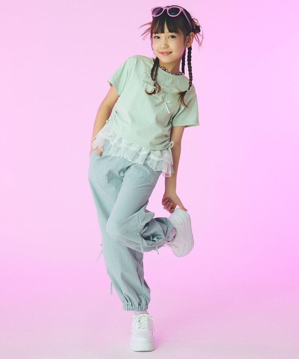 ANY KIDS 【洗濯機可能】ドロスト 裾リボンTシャツ 