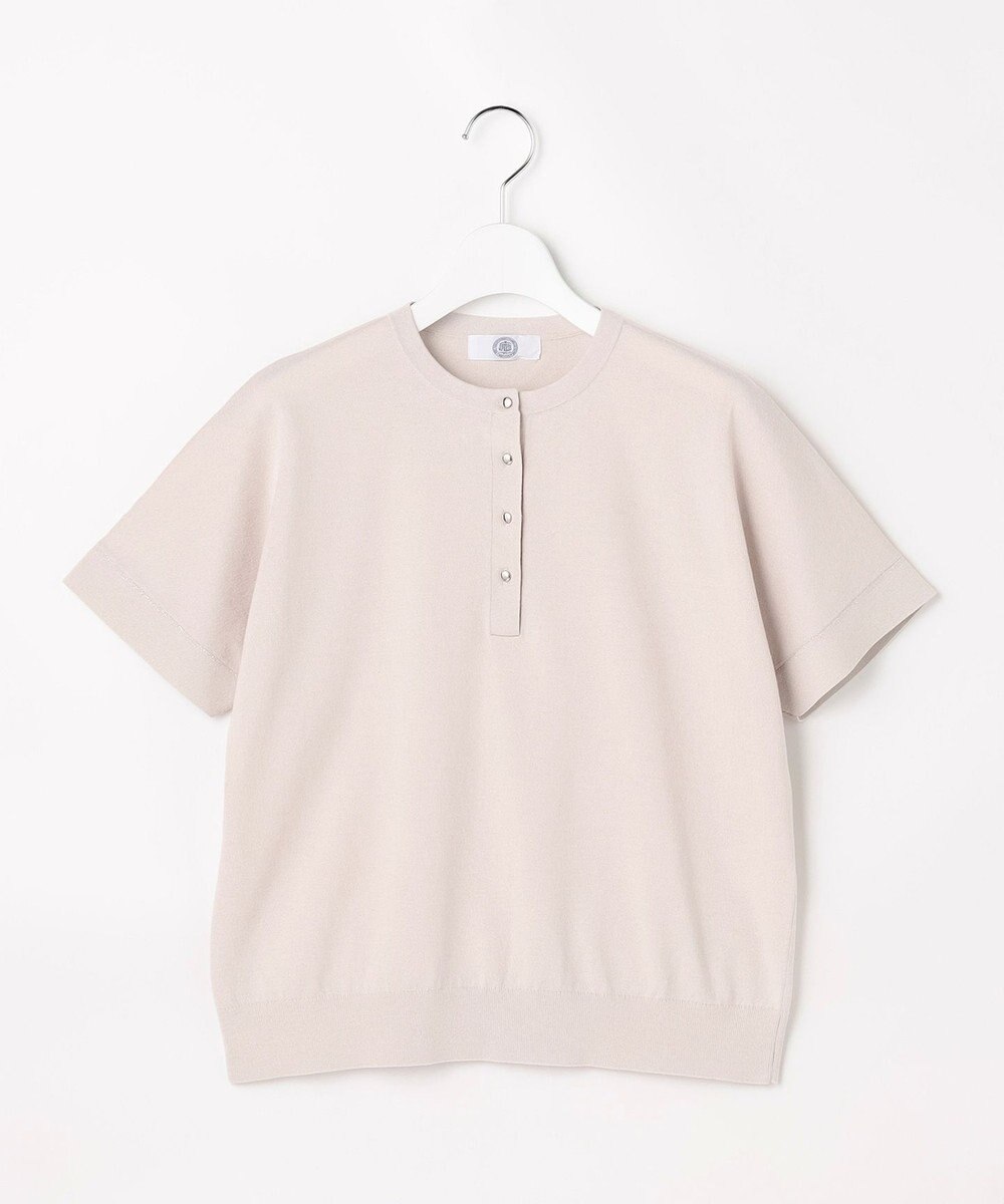 J.PRESS LADIES COOL MINT COTTON POLYESTER ヘンリーネック ニット プルオーバー 