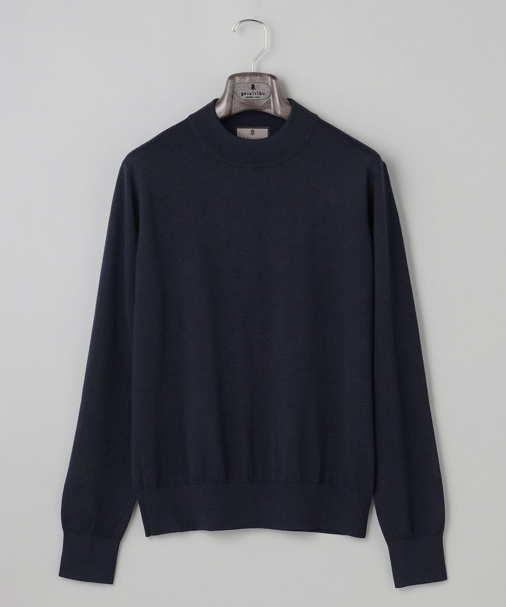 GOTAIRIKU 25年新作【洗える/チクチクしにくい/ピリングしにくい】イタリア糸 ハイゲージ カバーネックニット_WOOL100％ 