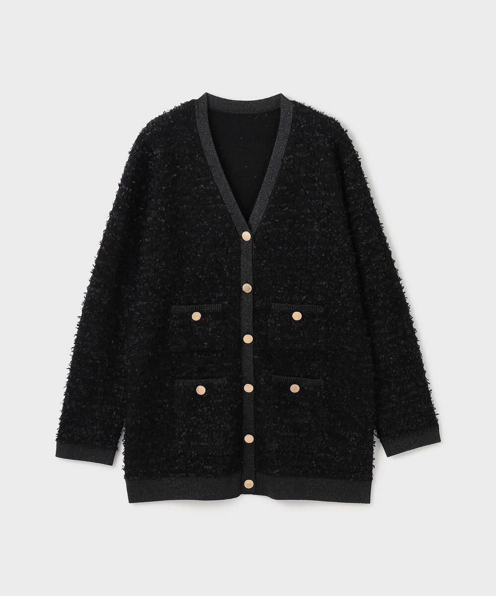 GRACE CONTINENTAL ツイードバイカラーニットカーディガン 