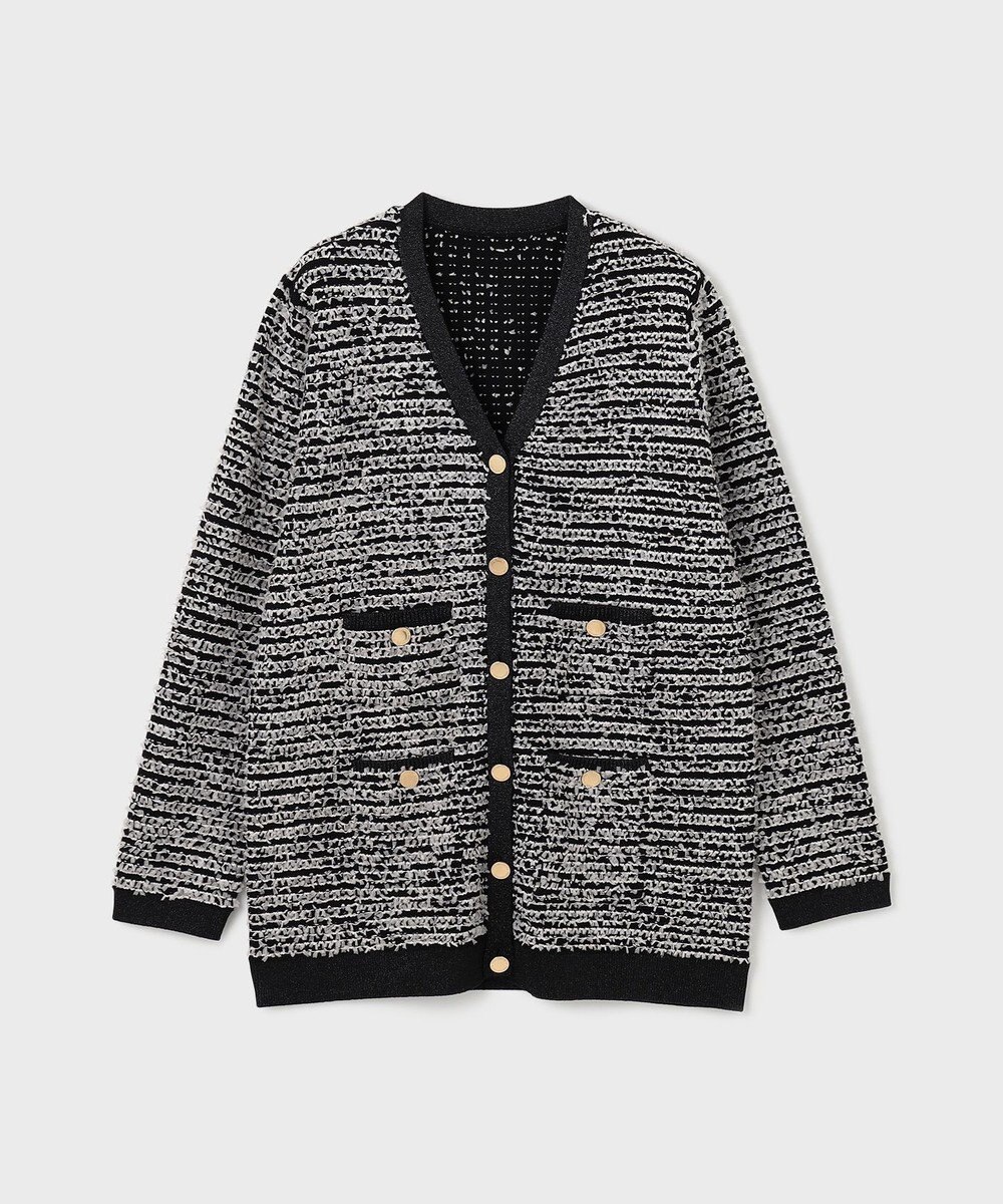 GRACE CONTINENTAL ツイードバイカラーニットカーディガン 