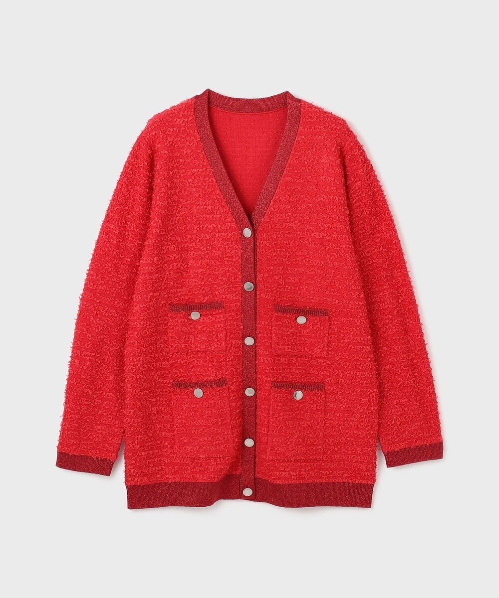 GRACE CONTINENTAL ツイードバイカラーニットカーディガン 