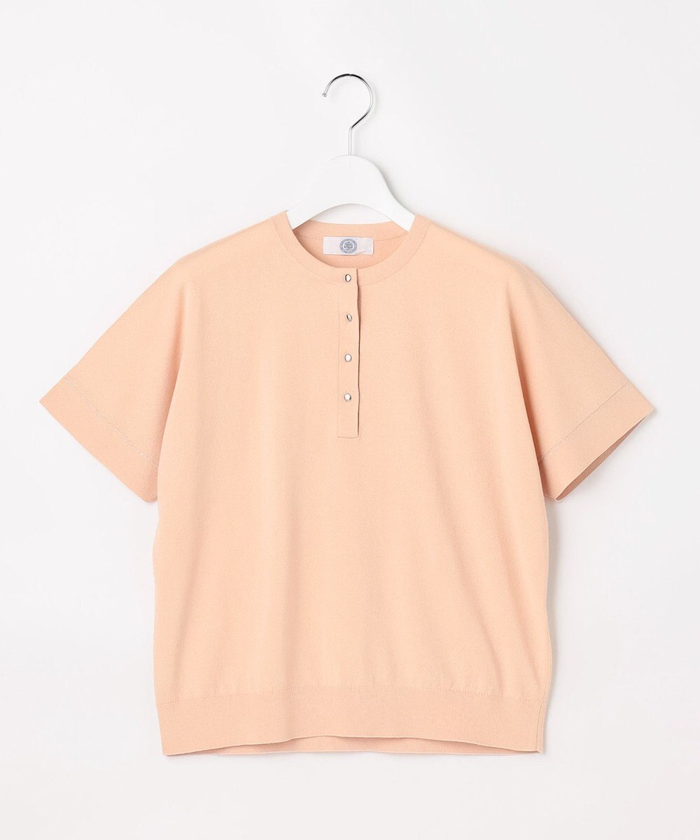 J.PRESS LADIES COOL MINT COTTON POLYESTER ヘンリーネック ニット プルオーバー 