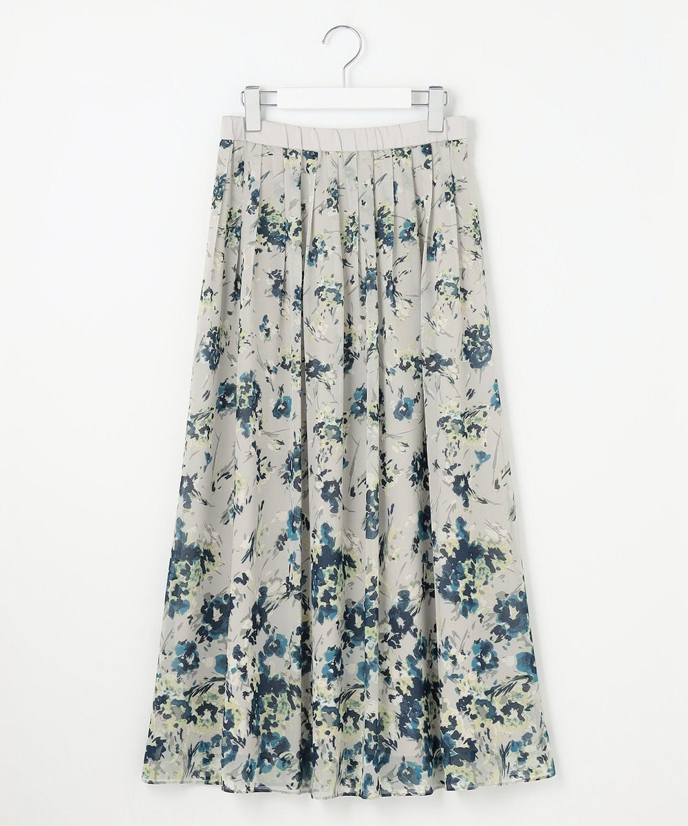 自由区 L 【洗える】オータムダリアプリント スカート 