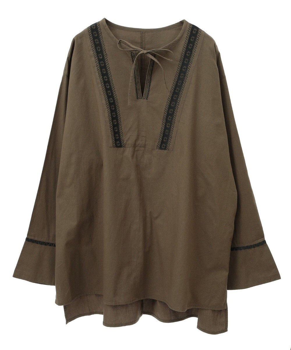 CRAFT STANDARD BOUTIQUE 刺繍入りツイルＶネックチュニック 