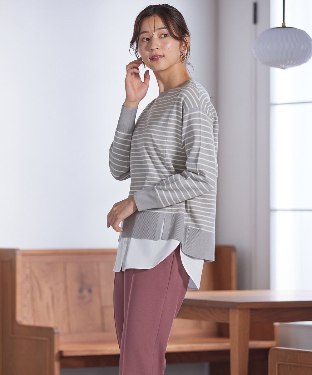 ANY SIS 【洗える】シャツコンビレイヤード カットソー 