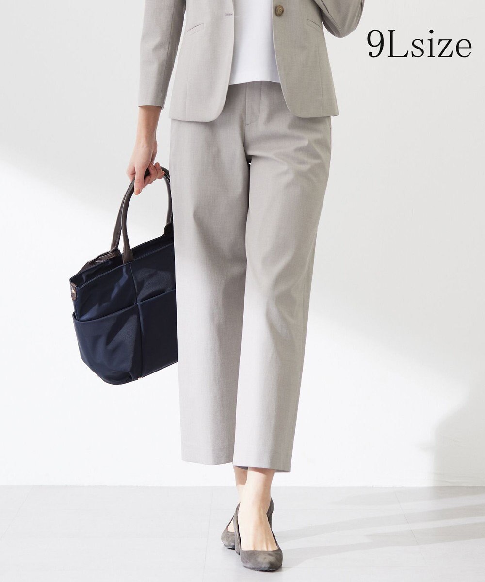 J.PRESS LADIES 【着丈が選べる・セットアップ対応・洗える・撥水・防汚】コットンFITTYシャーク ワイド アンクル パンツ 