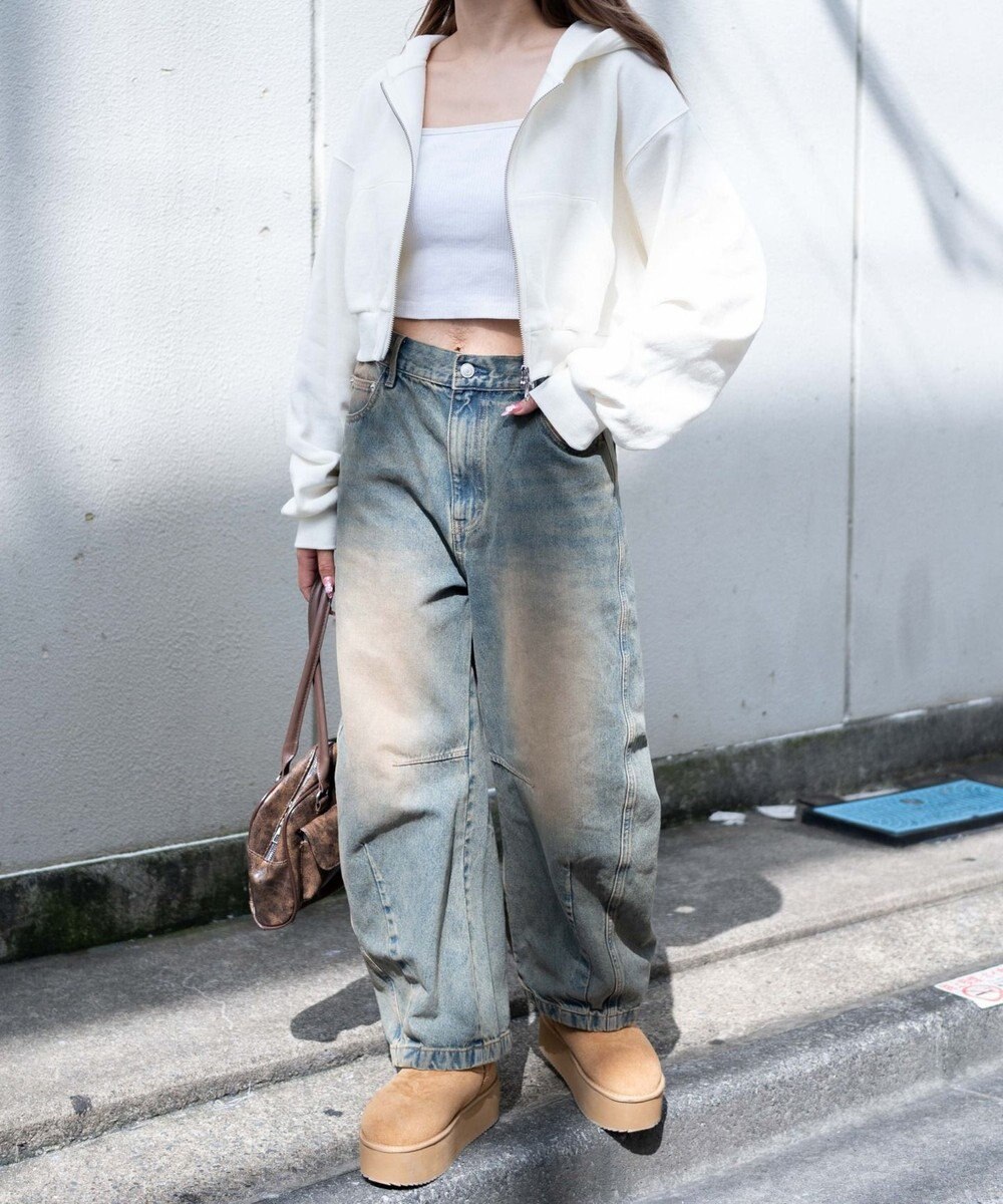 WEGO 【あったか】裏起毛Wジップショートパーカー 