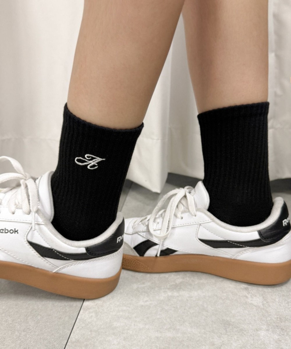 WEGO アルファベット刺繍ソックス 