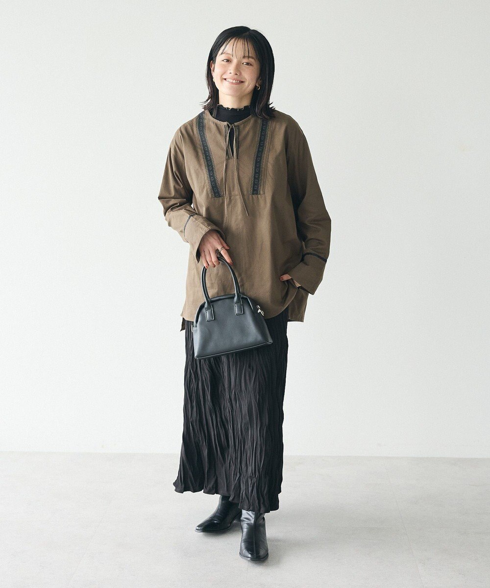 CRAFT STANDARD BOUTIQUE 刺繍入りツイルＶネックチュニック 