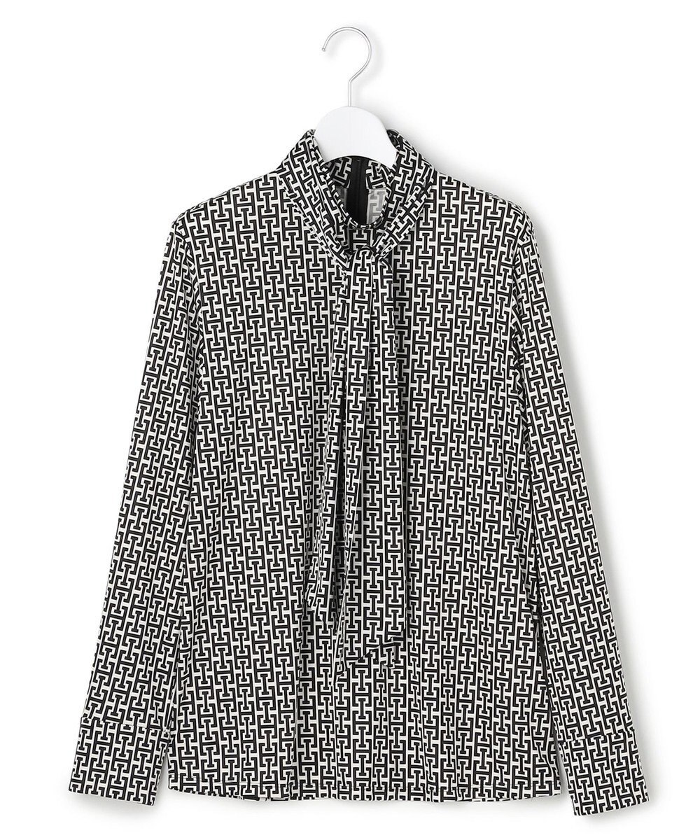 ICB 【30th ANNIVERSARY】 モノグラムプリントスムース ボウタイブラウス 