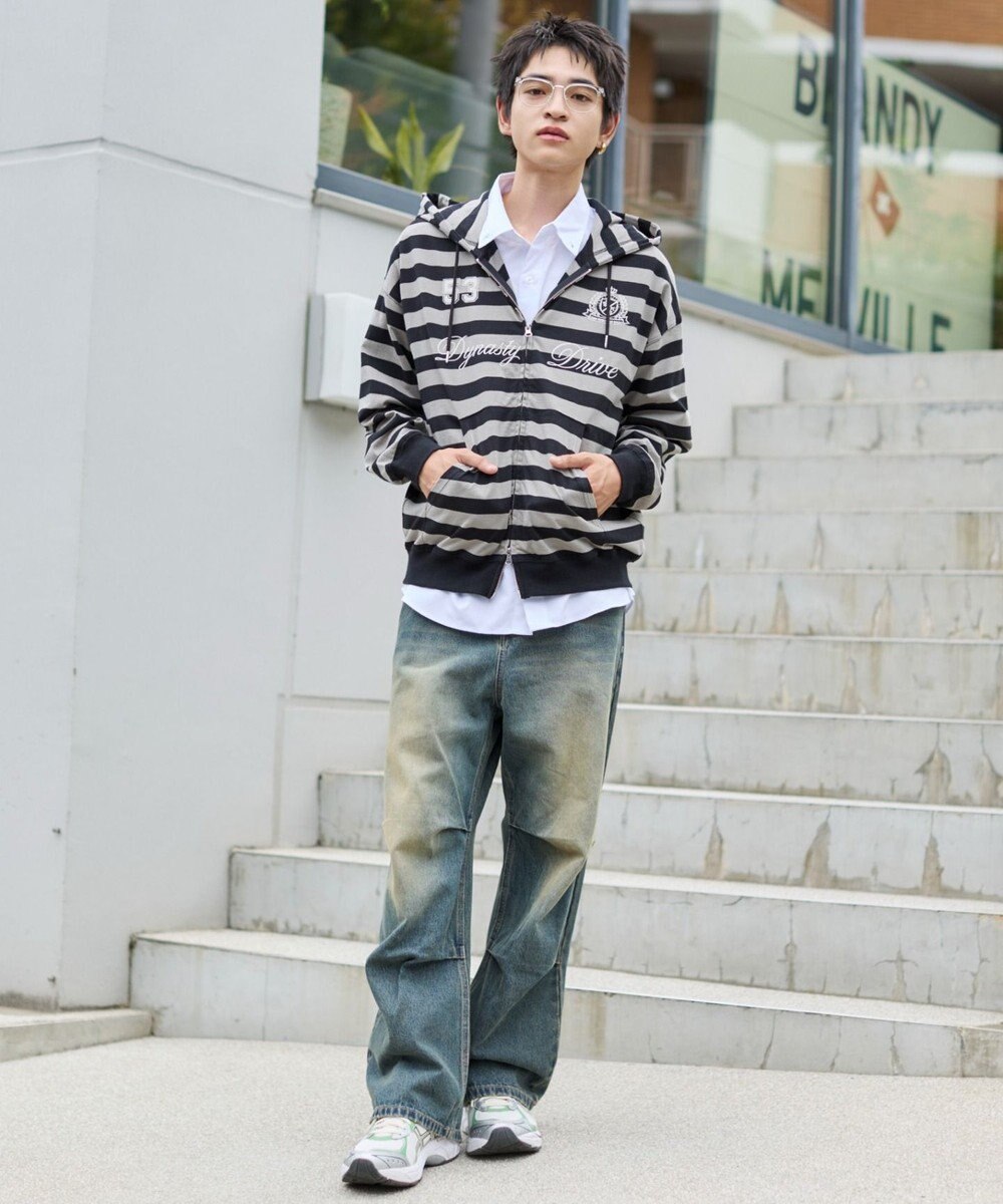 WEGO 【ユニセックスITEM/MLサイズ展開】ナンバリングカットZIPパーカー 