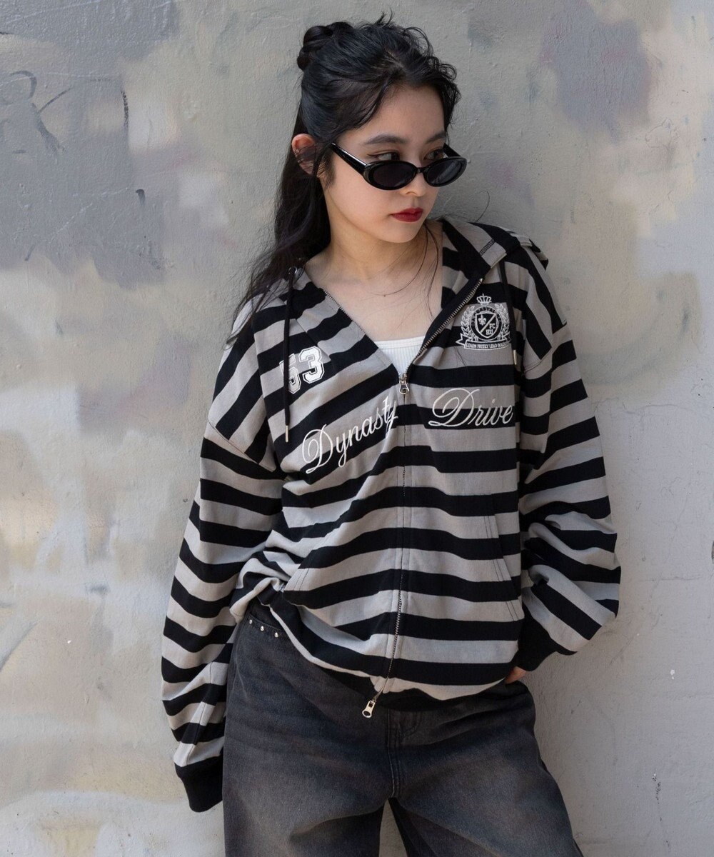 WEGO 【ユニセックスITEM/MLサイズ展開】ナンバリングカットZIPパーカー 