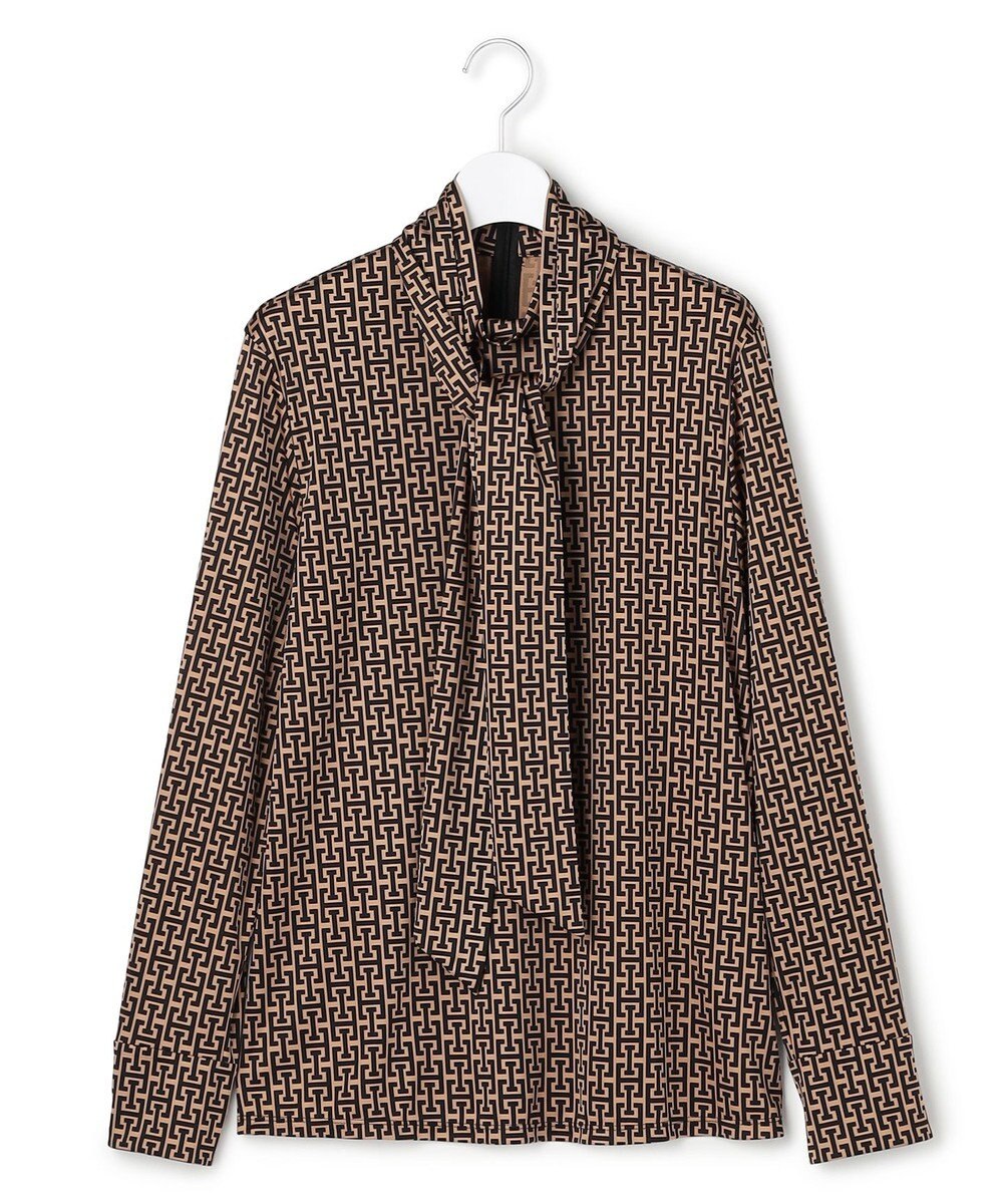 ICB 【30th ANNIVERSARY】 モノグラムプリントスムース ボウタイブラウス 