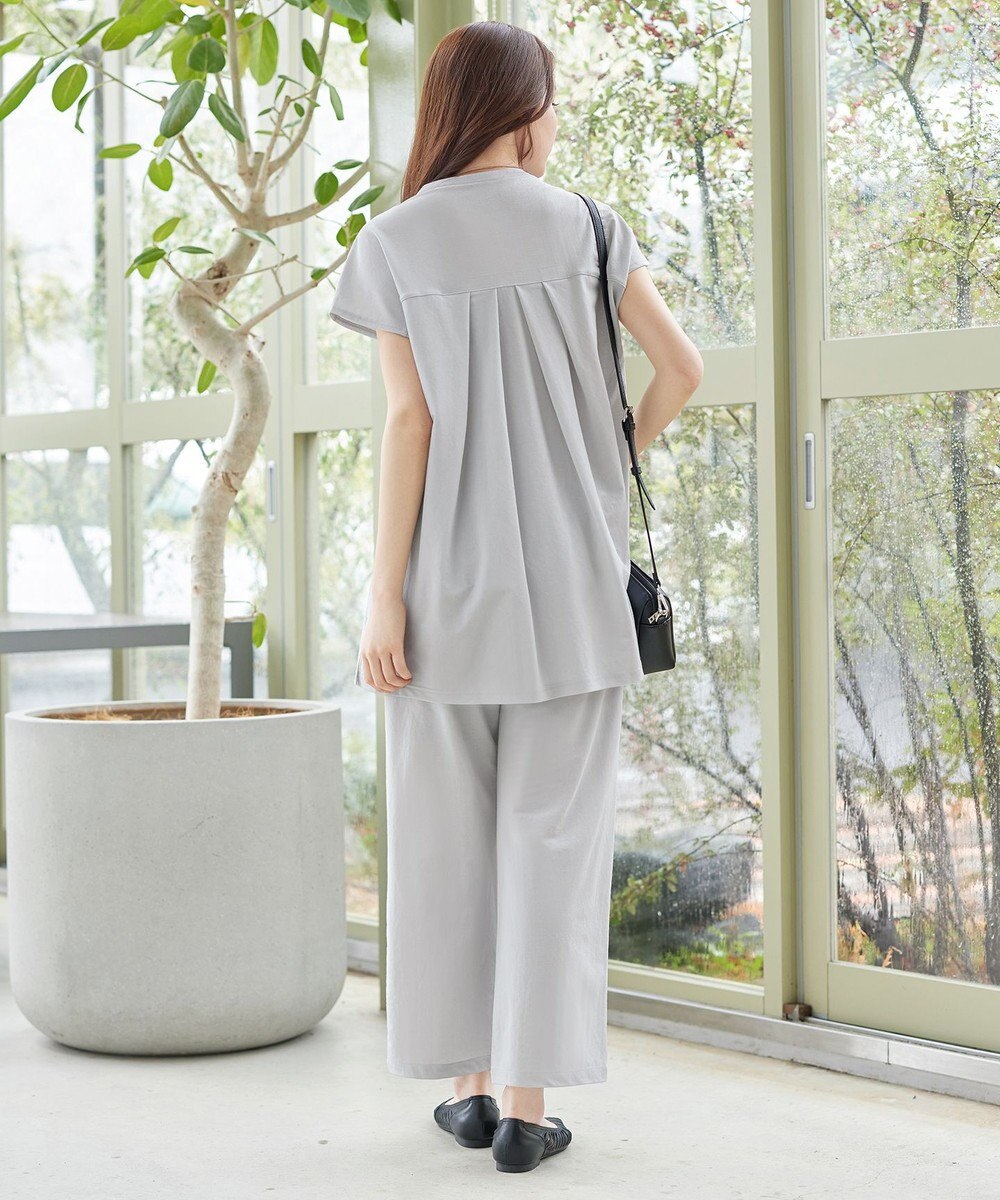 Tiaclasse L 【冷凛(ひやりん)カノコ】スキッパー襟フレンチスリーブチュニック 