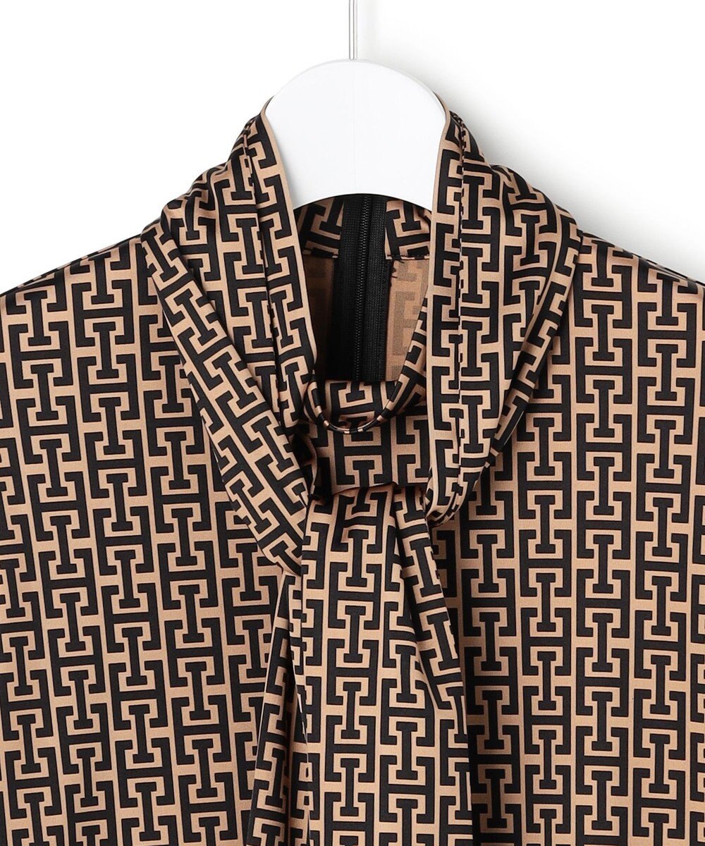 ICB 【30th ANNIVERSARY】 モノグラムプリントスムース ボウタイブラウス 