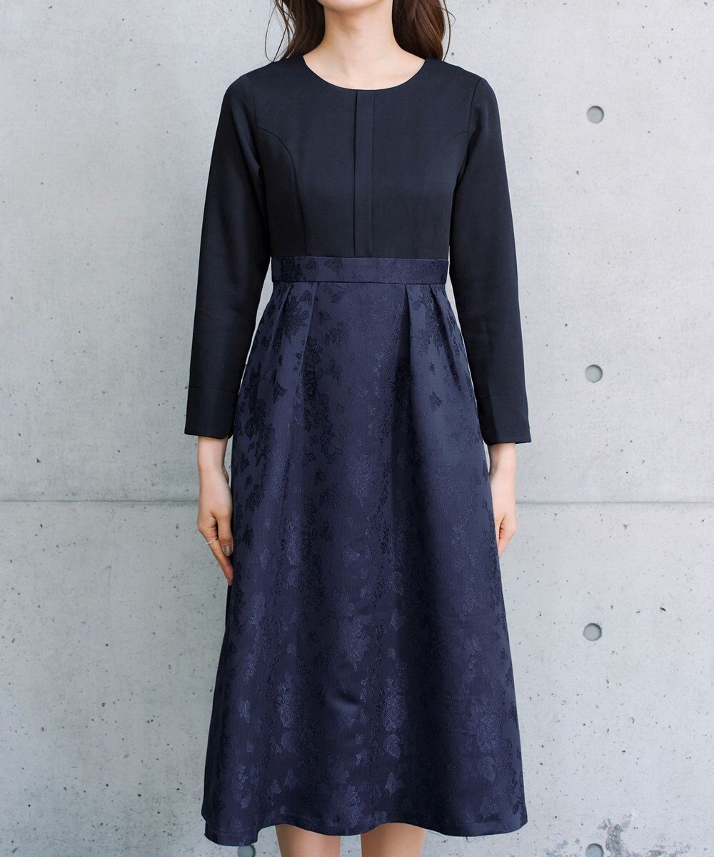 Tiaclasse フラワージャガードドッキングワンピース 