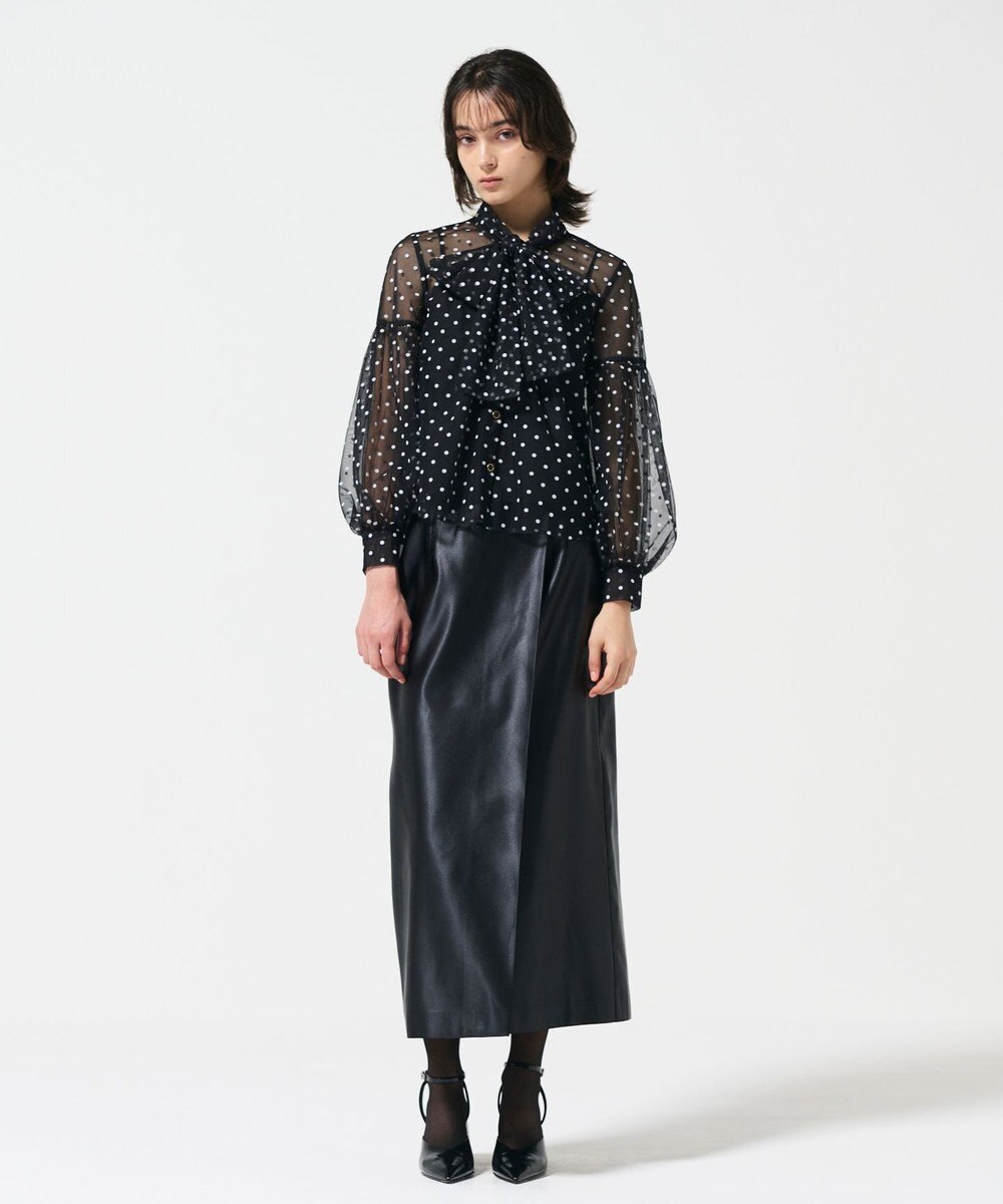 GRACE CONTINENTAL チュールドットボウタイブラウス 