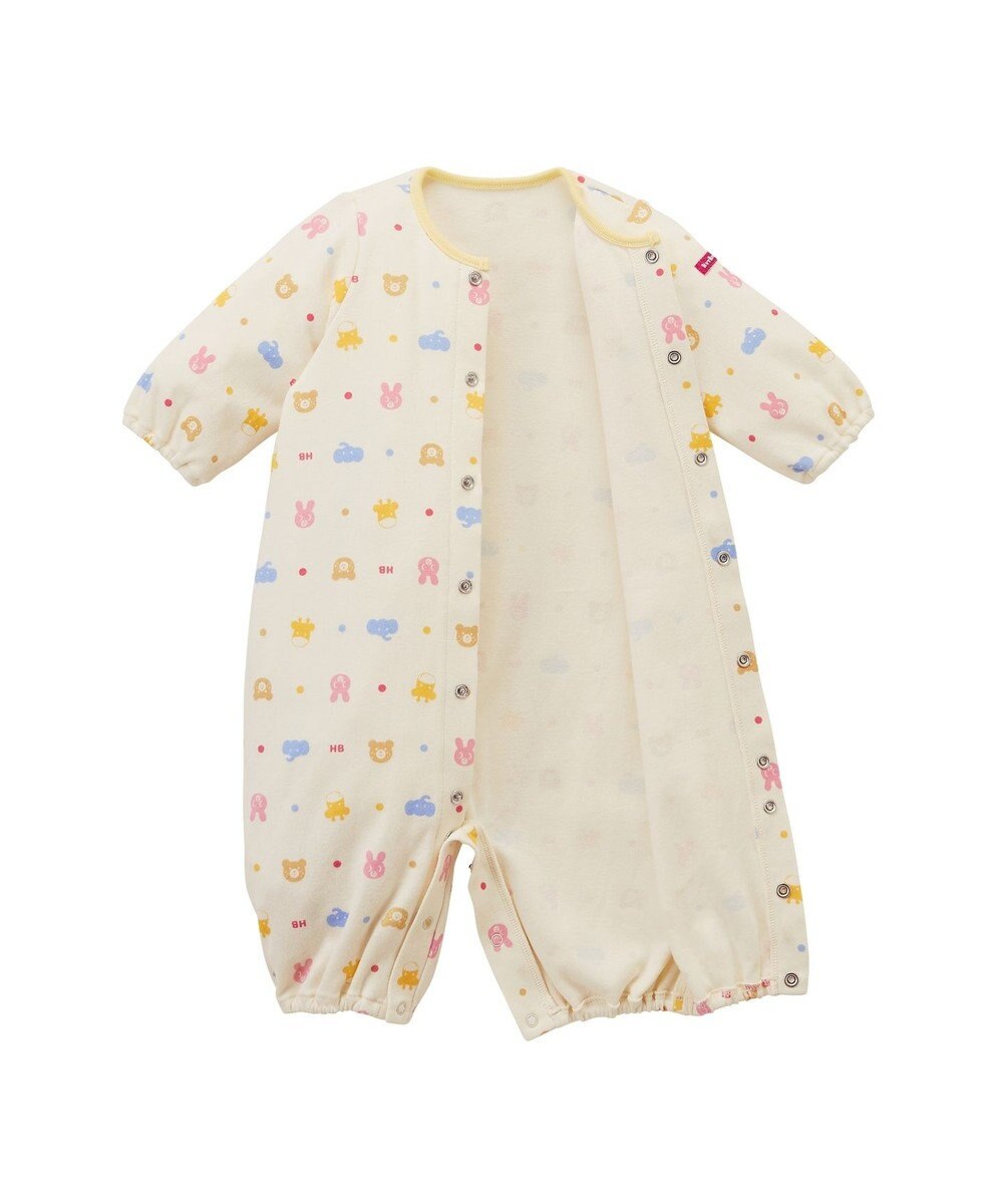 MIKI HOUSE HOT BISCUITS 【50-60㎝】 スムース素材 総柄ツーウェイオール 