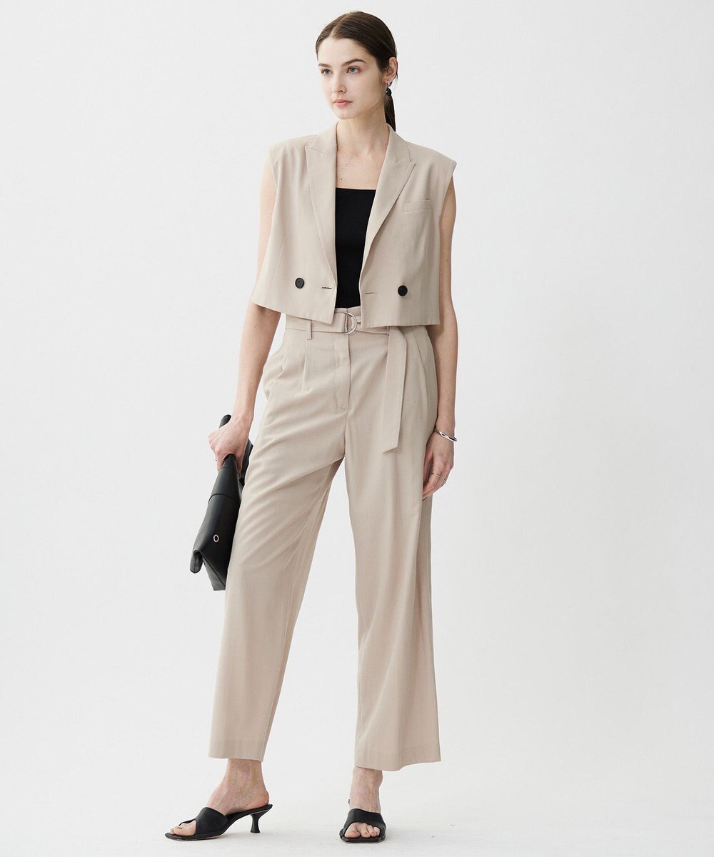 ICB 【接触冷感・UVカット・洗える】 T/Rドライリネン ショートジレ 