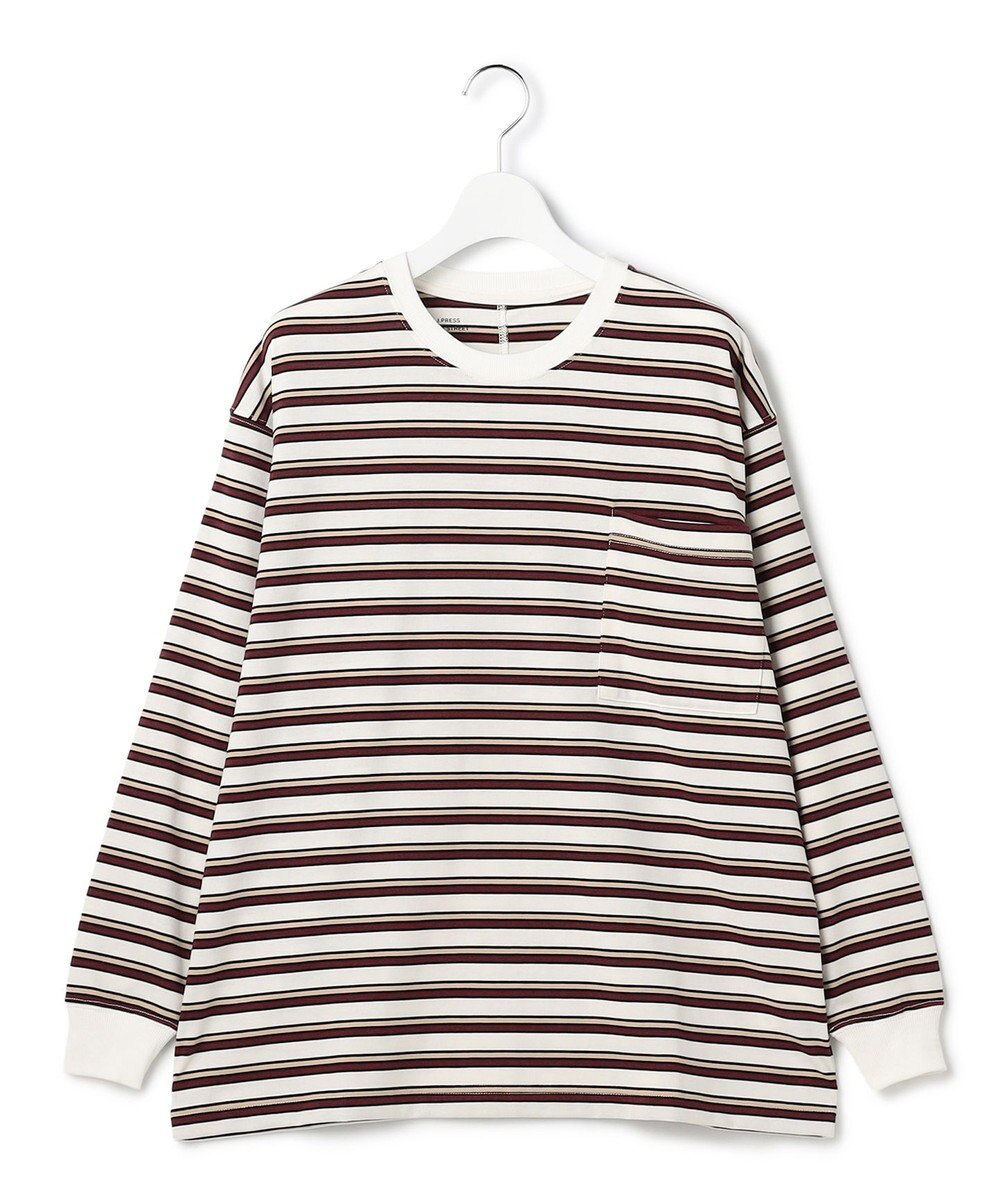 J.PRESS YORK STREET 【WOMEN】ポケットボーダーロングスリーブ Tシャツ 