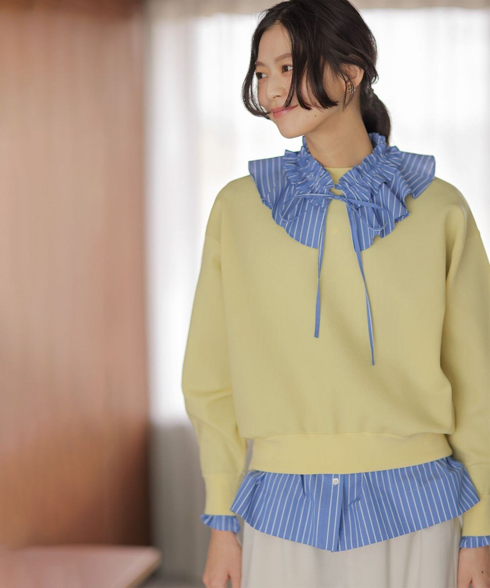 組曲 【2WAY】エアリーシャーティングフリル襟 ブラウス 