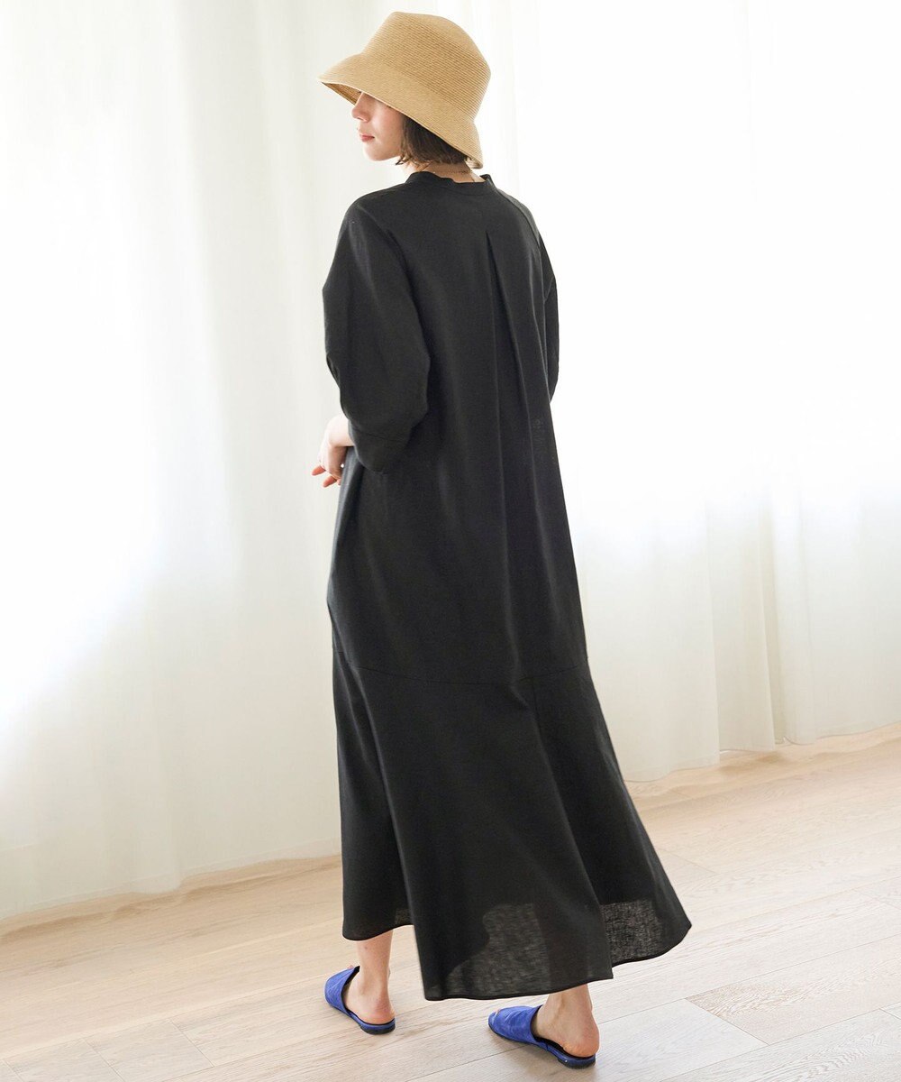 UNFILO 【洗える】リネンレーヨン カフタンワンピース 