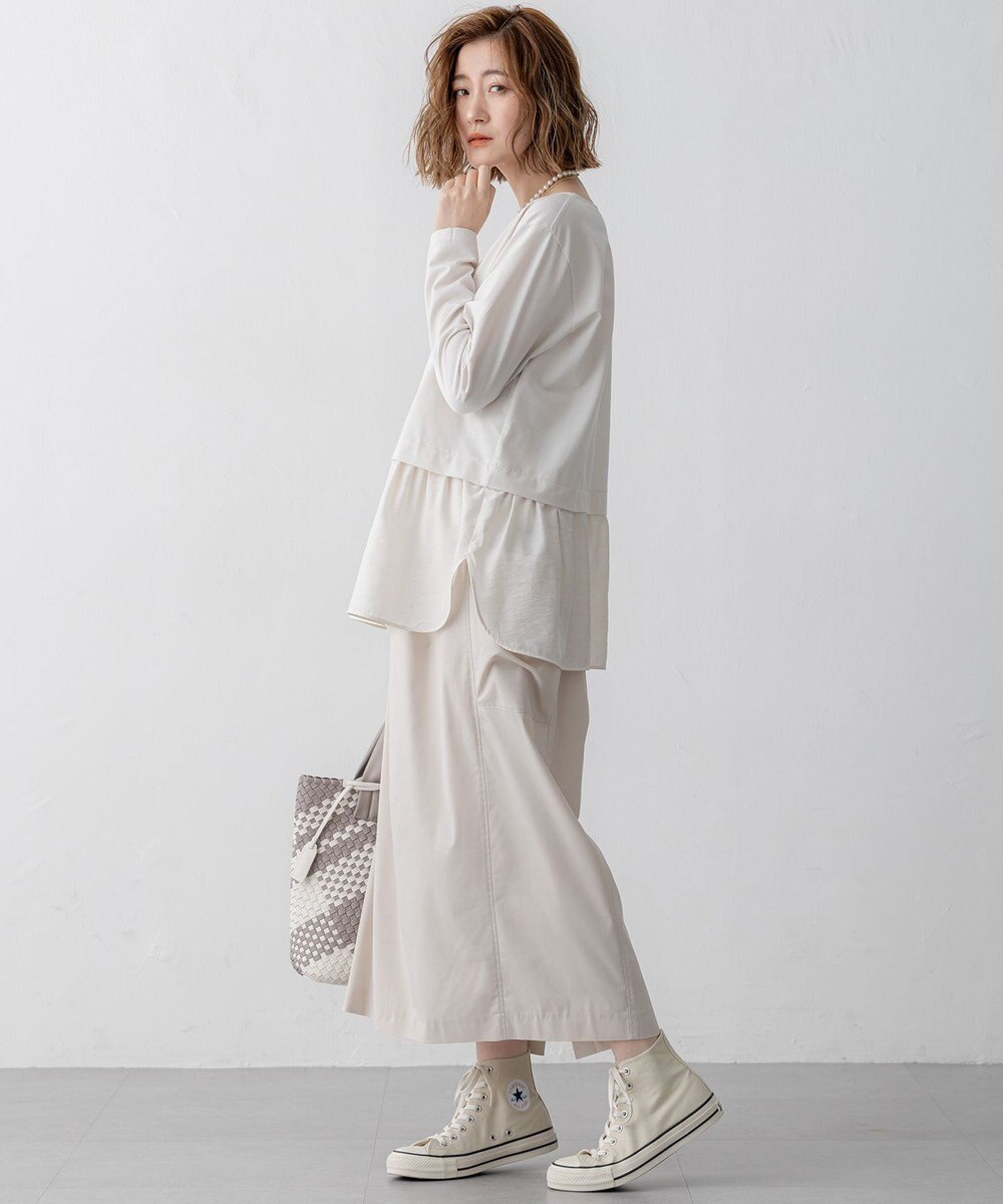 23区 L 【撥水加工/洗える】ブライトタフタ ドロスト スカート 