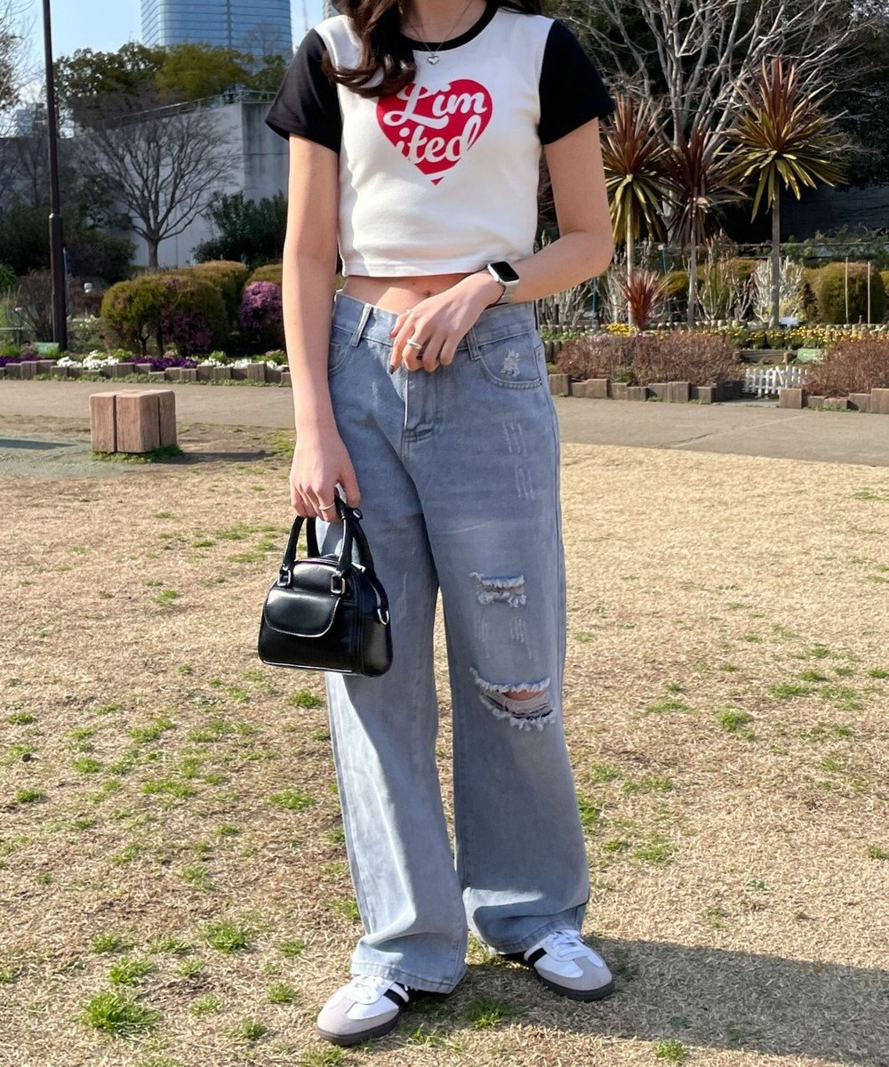 WEGO ダメージレギュラーデニム 