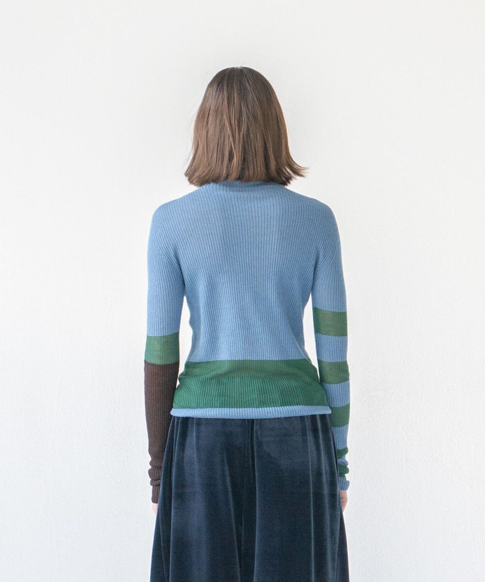 COQ AIR SILK CASHMERE BORDER カシミヤシルク タートルネックニット 