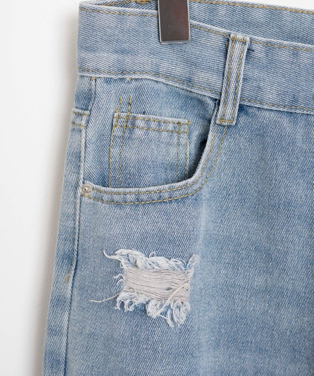 WEGO ダメージレギュラーデニム 