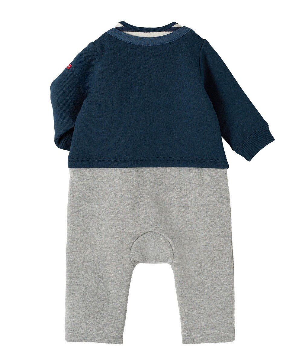 MIKI HOUSE HOT BISCUITS 【70-80cm】カーディガン重ね着風 カバーオール 