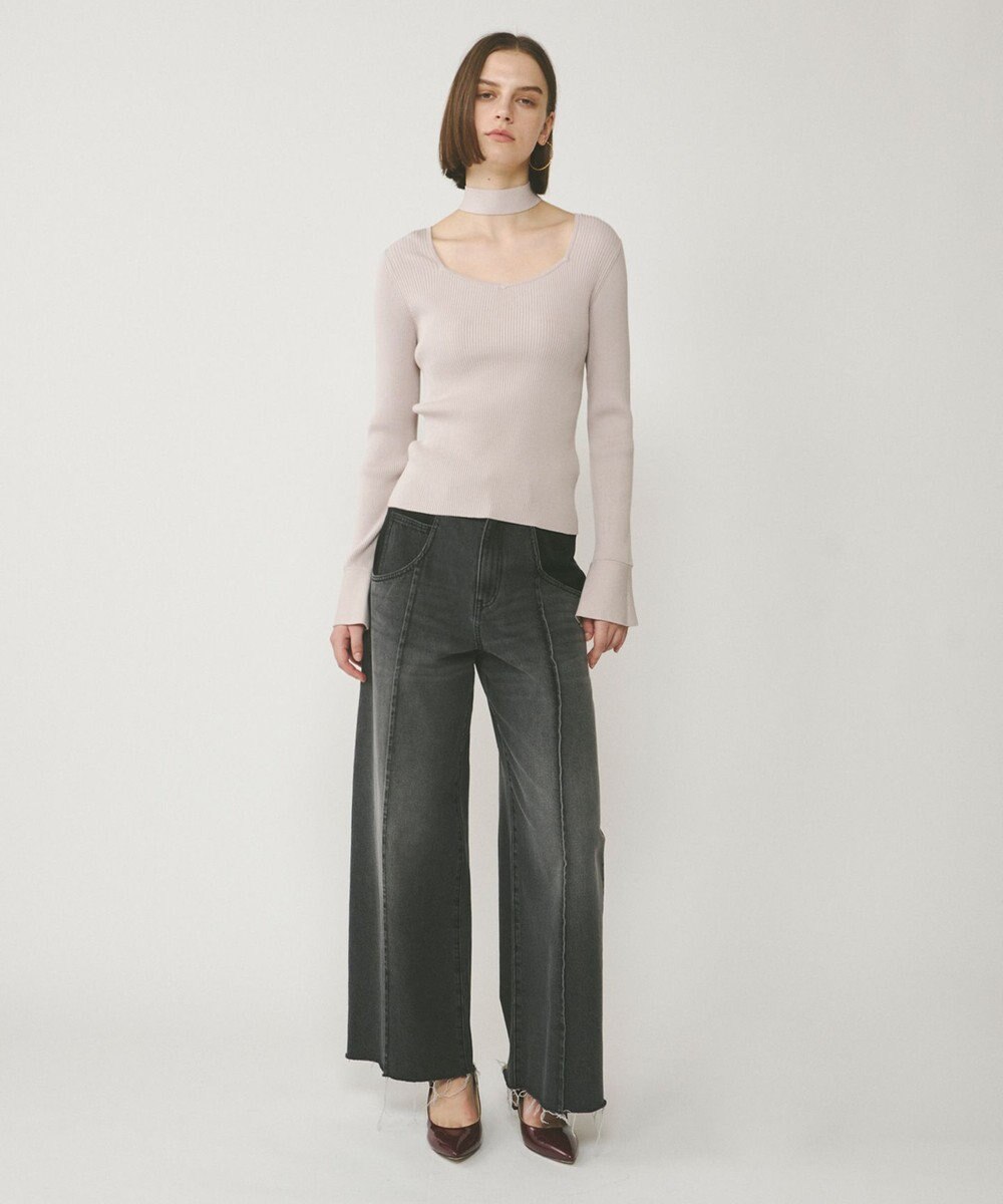 GRACE CONTINENTAL ボウタイリブニットトップ 